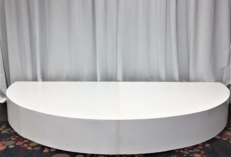 White half round staging at various sizes and heights