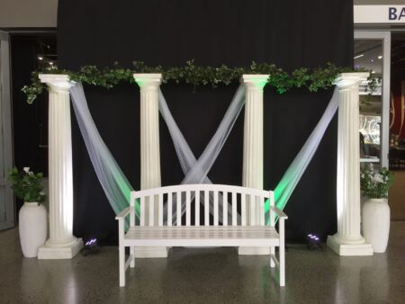 White garden bench seat