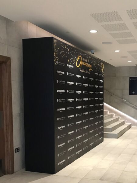 Black panel walls 1.2x2.5m $50.00 + GST each. Can be made into custom media walls