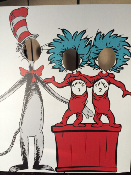 Thing one and Thing two and cat in the hat photo board